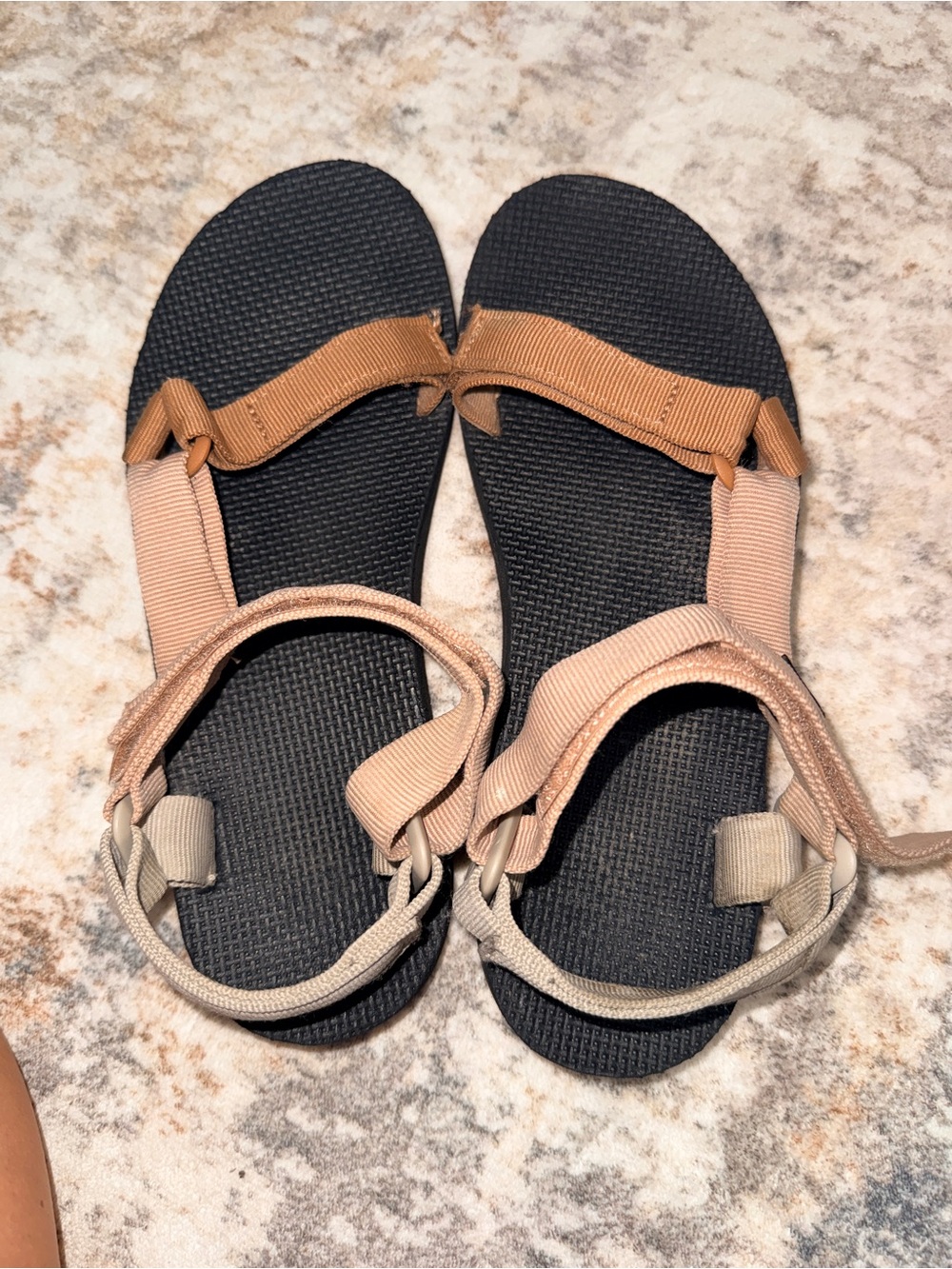 Teva Women's Two-Tone Strap Sandals in Black, Beige and Tan - Picture 2 of 5